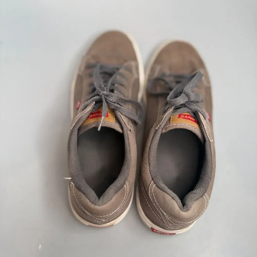 Levi Strauss Men’s Low Top Canvas Shoes Khaki Greenish Brown US Size 12 GUC-